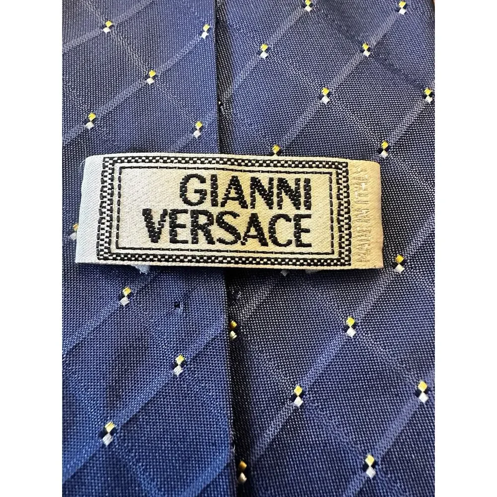 Gianni Versace Necktie Neck Tie Silk Designer Made In Italy Navy